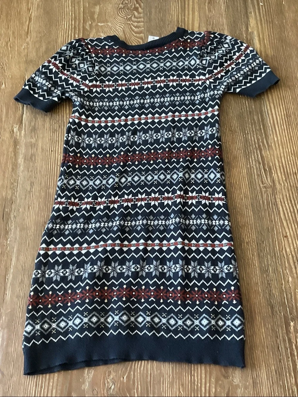 Carter's cotton Navy Blue, White & Red Fair Isle Knit Dress